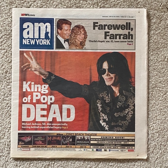Two NY Daily Newspapers I Coverage of deaths of Michael Jackson & Farrah Fawcett - Picture 8 of 11